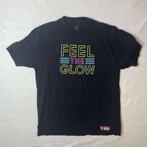 WWE Authentic Naomi‎ Feel The Glow Black T-Shirt Size L Wrestling Graphic